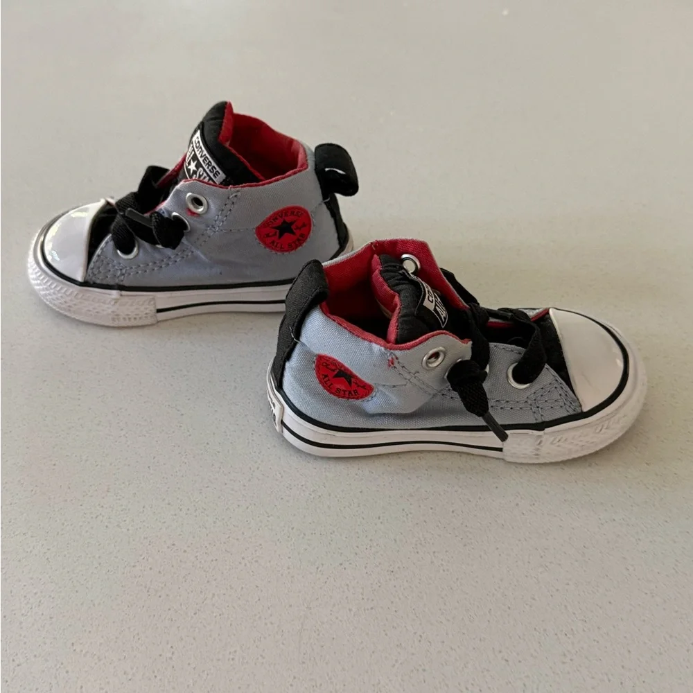 Converse Chuck Taylor Toddler All Star Shoes Sneakers‎ Size 3 Gray Black Red